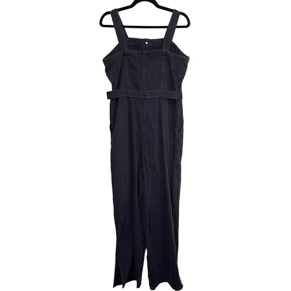 Oat Black Volcano Side Slit Denim Overalls Jumpsuit Sz 12 NWT - Picture 6 of 8